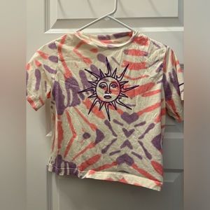 Nike Cropped Loose Fit Purple and Pink Short Sleeve Top